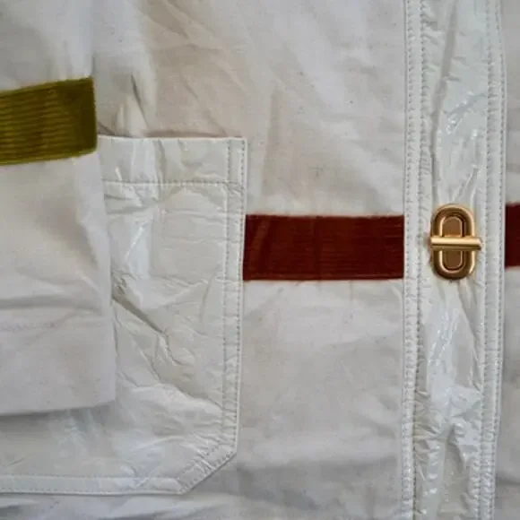 Tory Burch Cadyn Barn Jacket Natural Canvas Tone Toggle Button Womens Size 8 - Picture 6 of 10